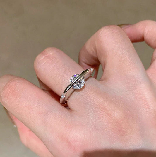 Cosmic Star 925 Sterling Silber Drehbarer Zirkon Ring – Verstellbar, Minimalistisches Design 