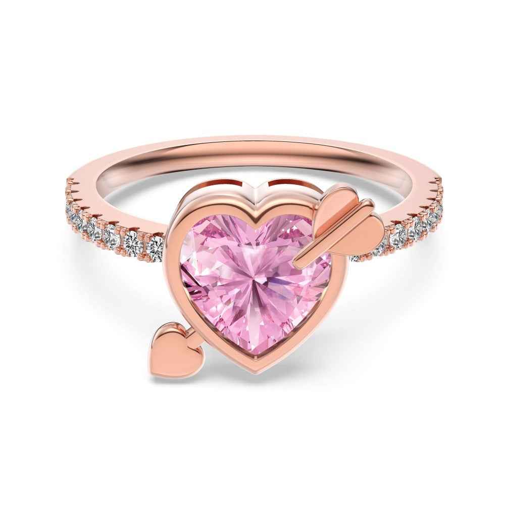 “Cupid Spark” 925 Sterling Silver Rose Gold Pink Heart Jewelry Set
