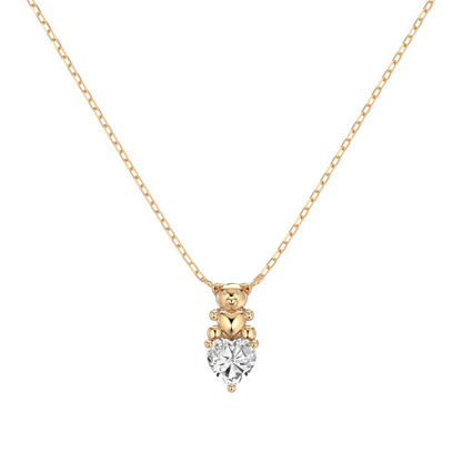 “Sweet Bear Spark” 925 Sterling Silver 5A Cubic Zirconia Necklace & Stud Earrings Set