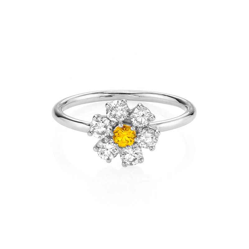 “Ruby Bloom” S925 Sterling Silver Two-Tone Floral Ring