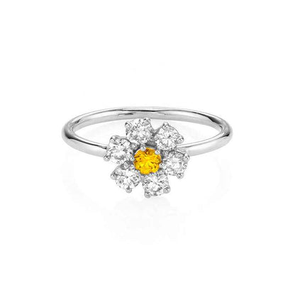 “Ruby Bloom” S925 Sterling Silver Two-Tone Floral Ring