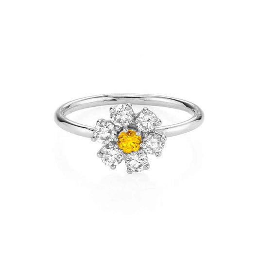 “Ruby Bloom” S925 Sterling Silver Two-Tone Floral Ring