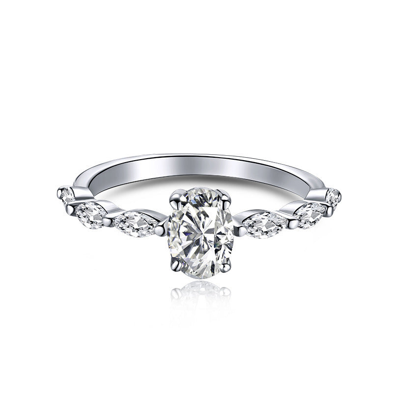“Verdant Promise” S925 Sterling Silver Oval Engagement Ring