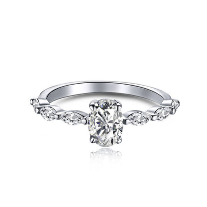 “Verdant Promise” S925 Sterling Silver Oval Engagement Ring