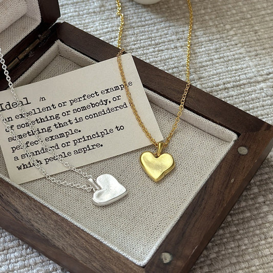 "Matte Heart" S925 Sterling Silver Necklace