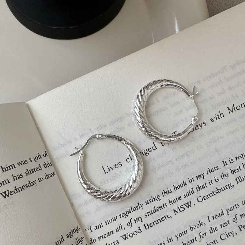 Twist Horn 925 Sterling Silver Hoop Earrings