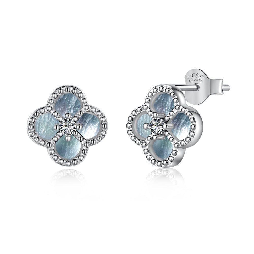 "Mist Petals" 925 Sterling Silver Mother-of-Pearl Clover Jewelry Set