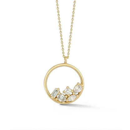 “Crystal Drift” S925 Sterling Silver Zircon Cluster Circle Necklace