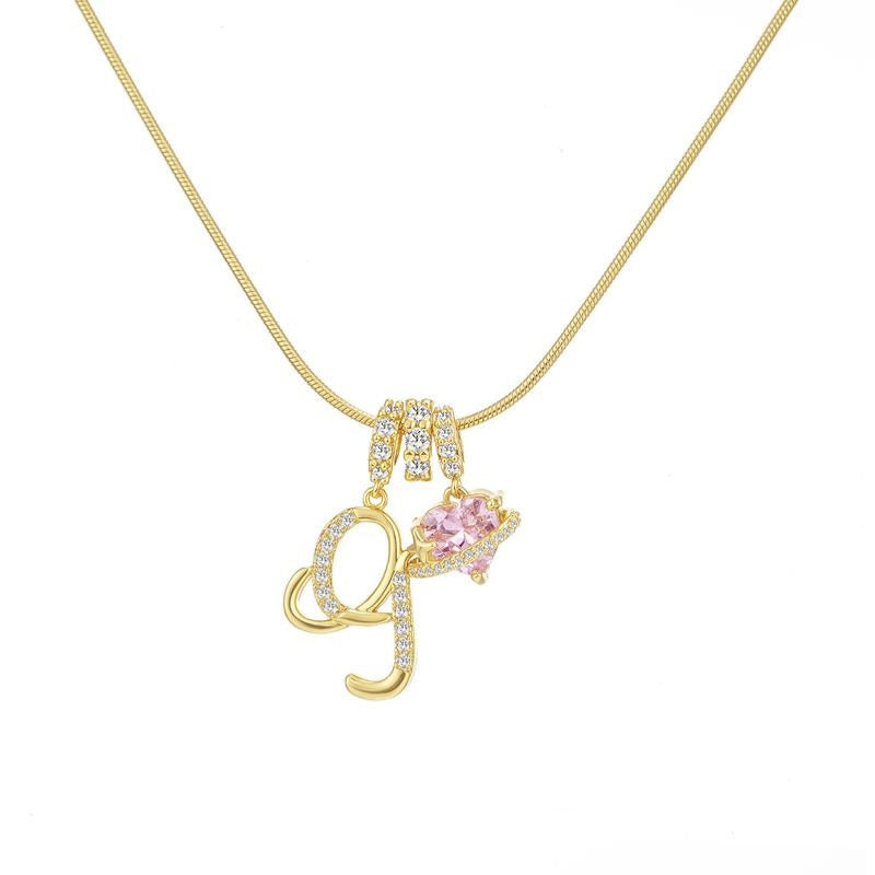 “Celestial Initial” Gold Plated Brass Alphabet Pendant Necklace