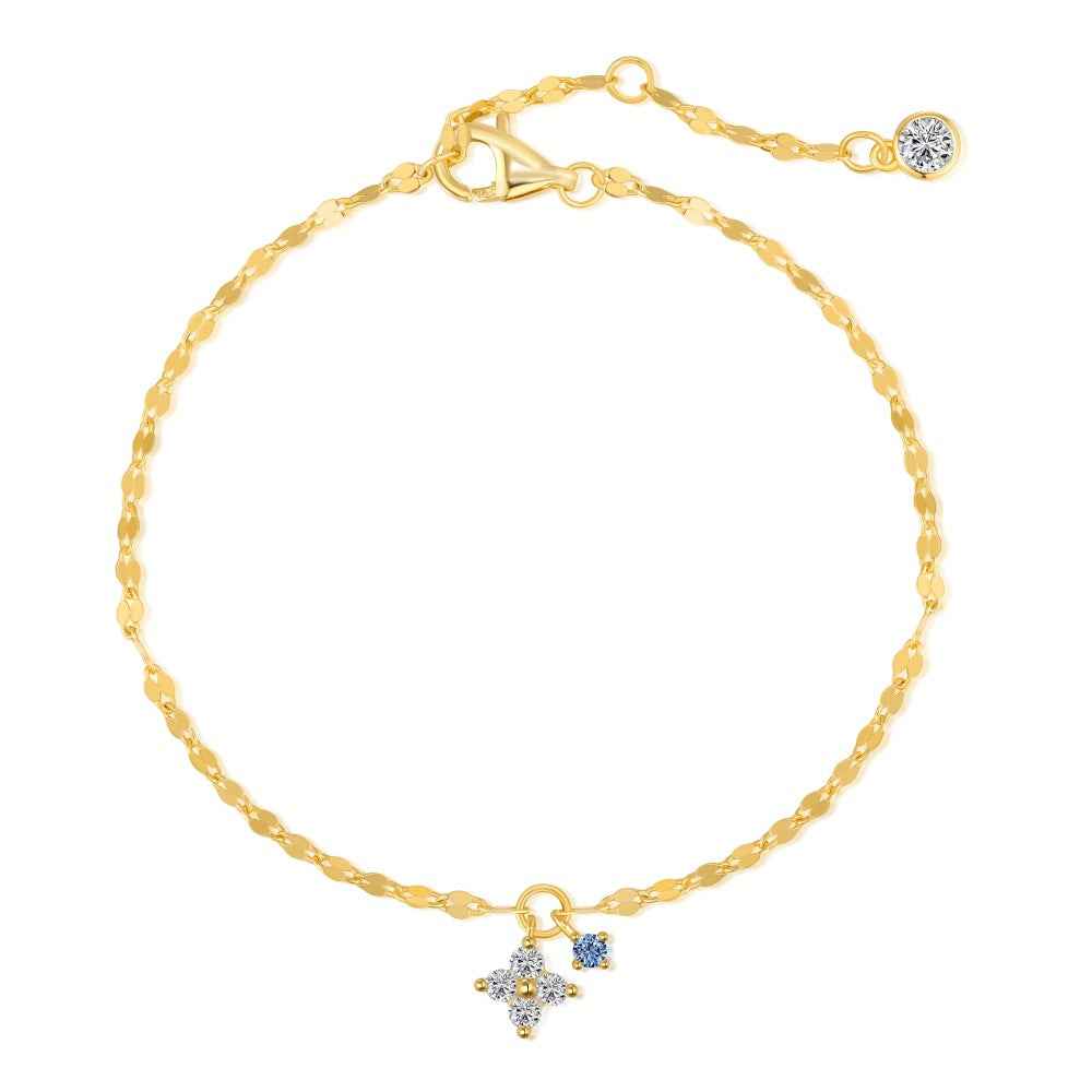 “Lucky Glint” S925 Sterling Silver Clover Charm Bracelet