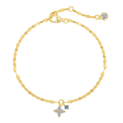 “Lucky Glint” S925 Sterling Silver Clover Charm Bracelet