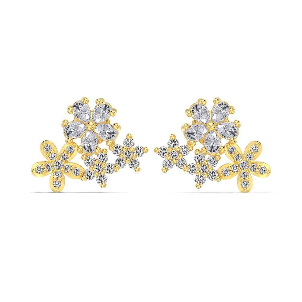 "Crystal Snowfall" 925 Sterling Silver Star & Snowflake Stud Earrings