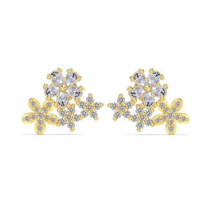 "Crystal Snowfall" 925 Sterling Silver Star & Snowflake Stud Earrings