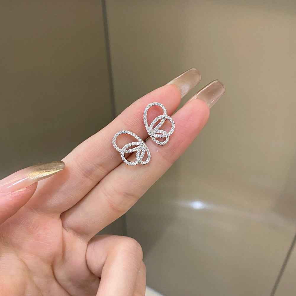 “Velora Wings” 925 Sterling Silver Pavé Butterfly Stud Earrings