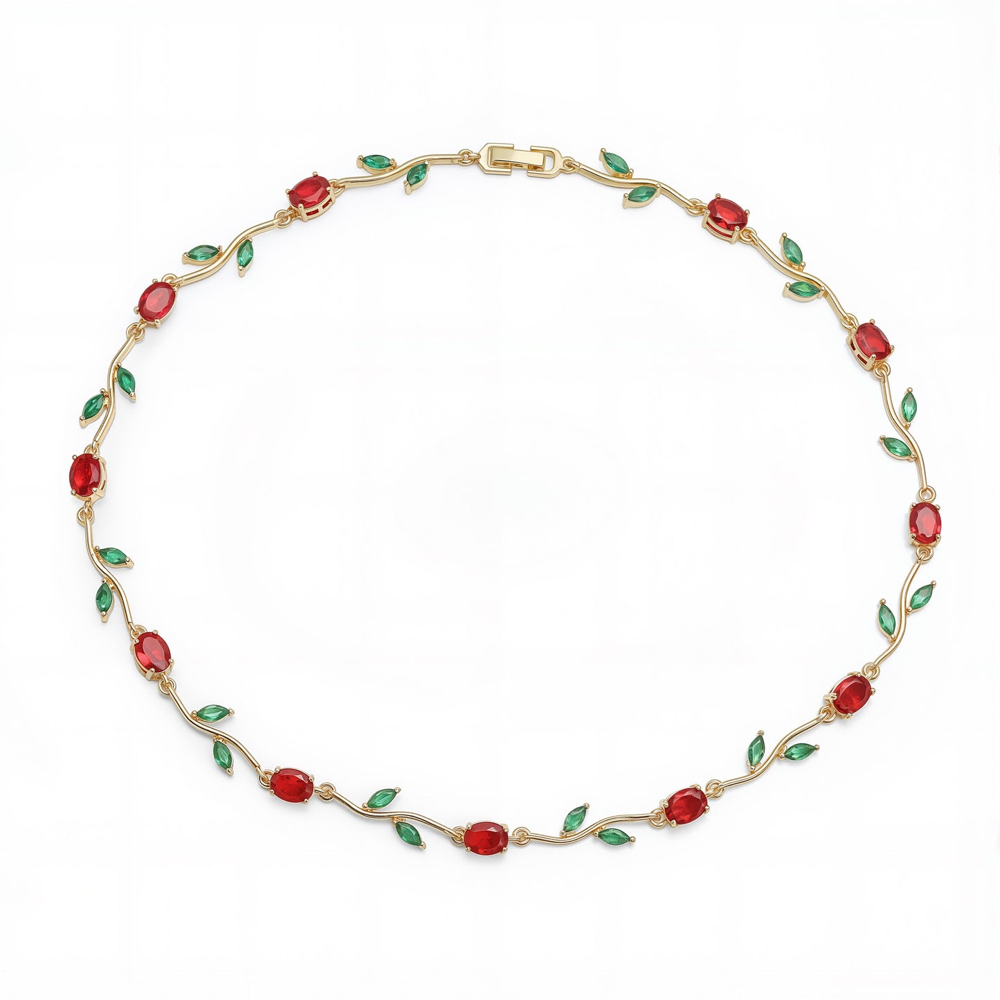 Tulip Reverie Gold-Plated Brass Multicolor Zircon Necklace / Bracelet