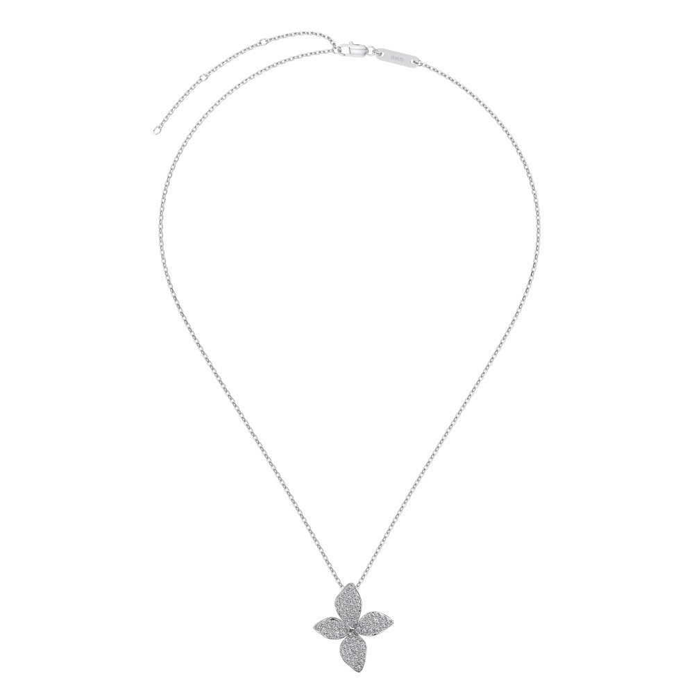 “Aurelia Bloom” S925 Sterling Silver Pavé Flower Jewelry Set