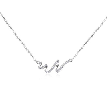 “Wave Whisper” S925 Sterling Silver Irregular Zircon Necklace