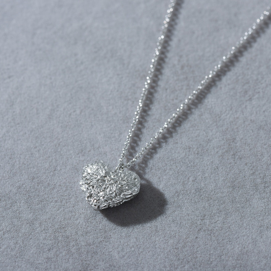 “Textured Heart” 18K Real Gold Plated Brass Pendant Necklace