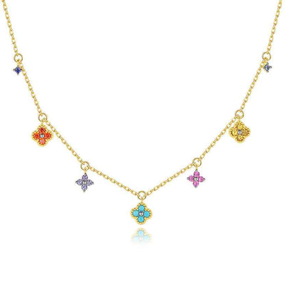 “Lucky Clover Garden” Sterling Silver Gemstone Necklace & Bracelet Set