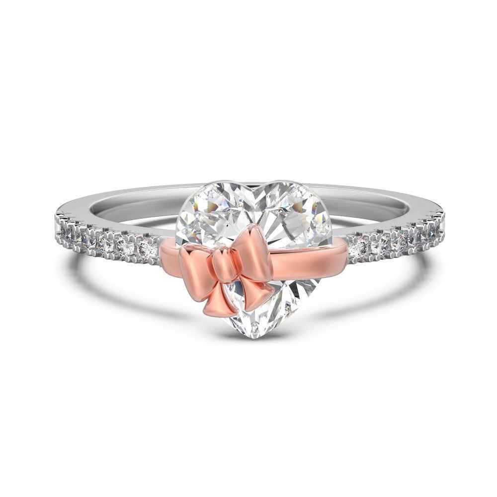 “Ribbon Serenade” 925 Sterling Silver Heart Bow Jewelry Set