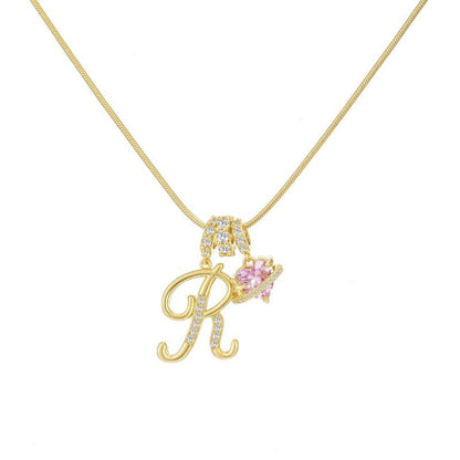 “Celestial Initial” Gold Plated Brass Alphabet Pendant Necklace