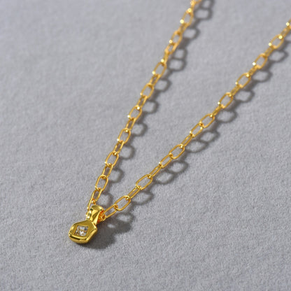 Geo Muse 18K Gold-Plated Brass Zircon Pendant Necklace