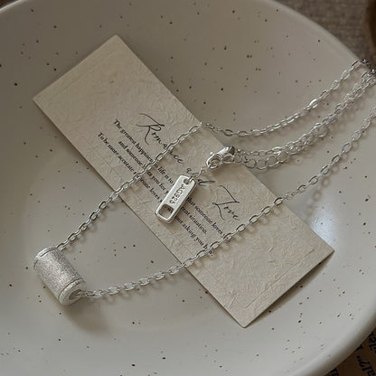 "Brushed Elegance" 925 Sterling Silver Necklace – Vintage-Inspired, Textured Finish