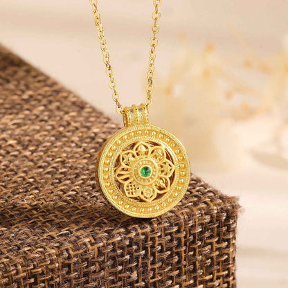 “Fortune Compass” S925 Sterling Silver Rotating Medallion Necklace