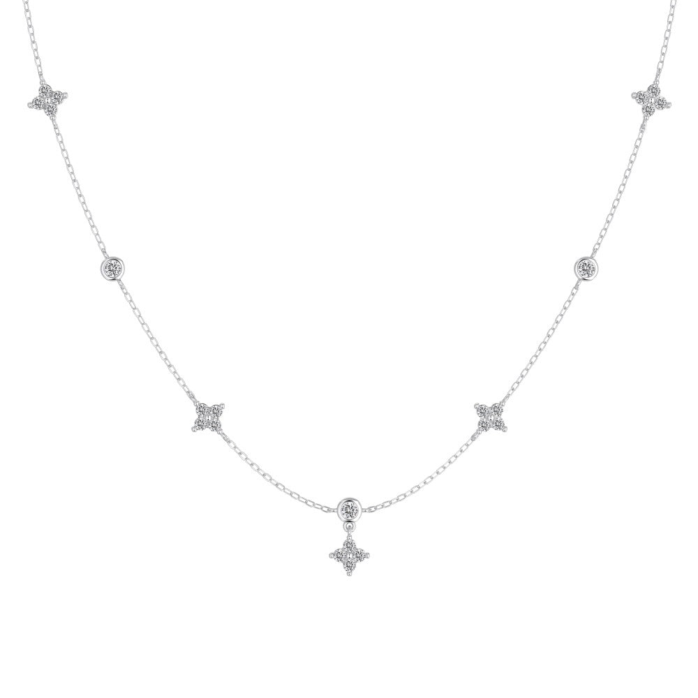 “Twinkle Clover” S925 Sterling Silver Dainty Clover Necklace