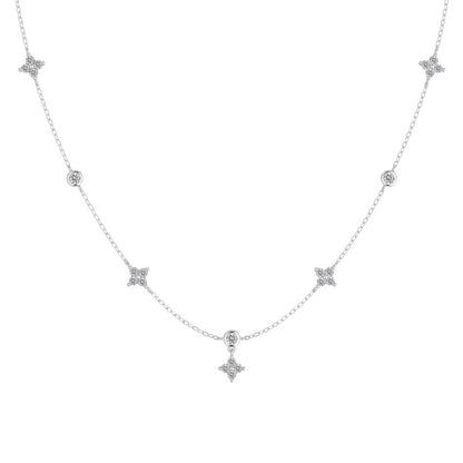 “Twinkle Clover” S925 Sterling Silver Dainty Clover Necklace