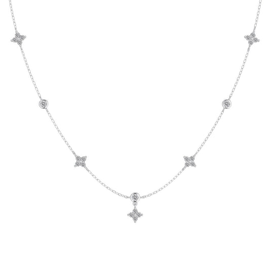 “Twinkle Clover” S925 Sterling Silver Dainty Clover Necklace