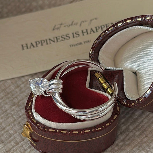 “Heart Knot” 925 Sterling Silver Adjustable Heart Zircon Ring
