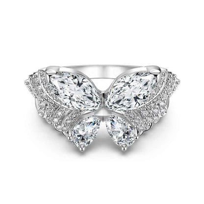 “Celestial Flutter” 925 Sterling Silver Marquise Butterfly Zircon Ring