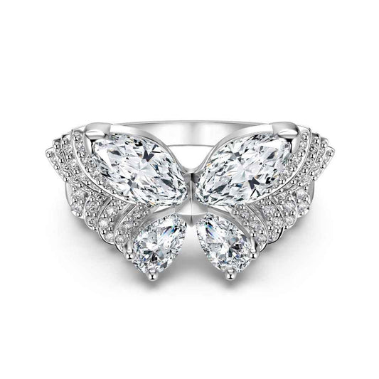 “Celestial Flutter” 925 Sterling Silver Marquise Butterfly Zircon Ring
