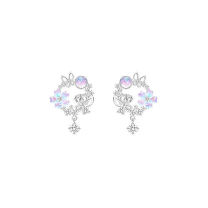 “Sakura Wreath” S925 Sterling Silver Dream Blossom Jewelry Set (Necklace & Earrings)