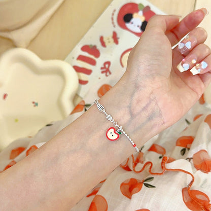 “Crimson Orchard” S925 Sterling Silver Red Apple Charm Necklace