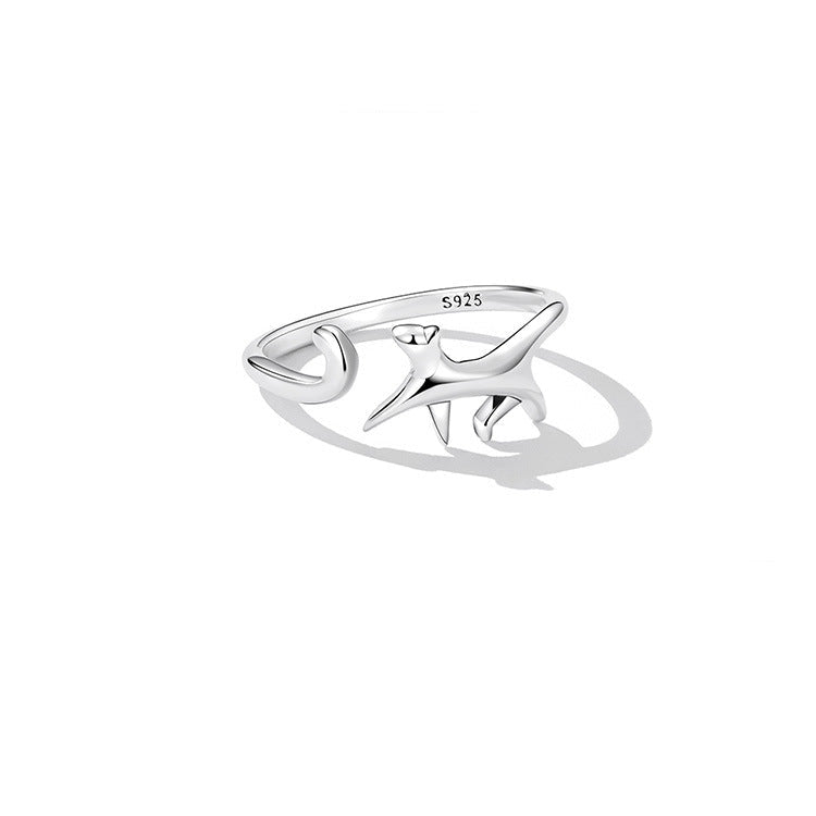 “Playful Pounce” S925 Sterling Silver Cat Open Ring