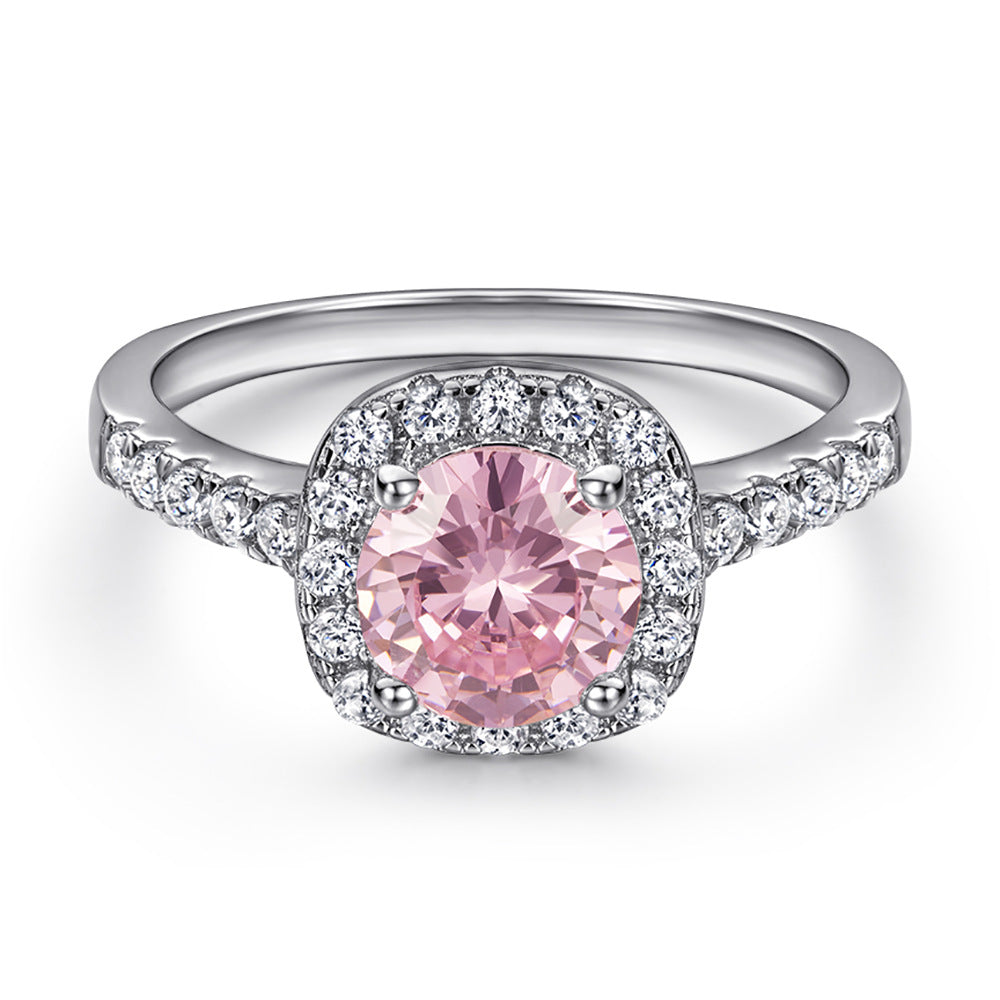 “Pink Halo Symphony” 925 Sterling Silver Pink Zircon Jewelry Set