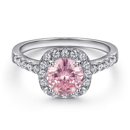 “Pink Halo Symphony” 925 Sterling Silver Pink Zircon Jewelry Set