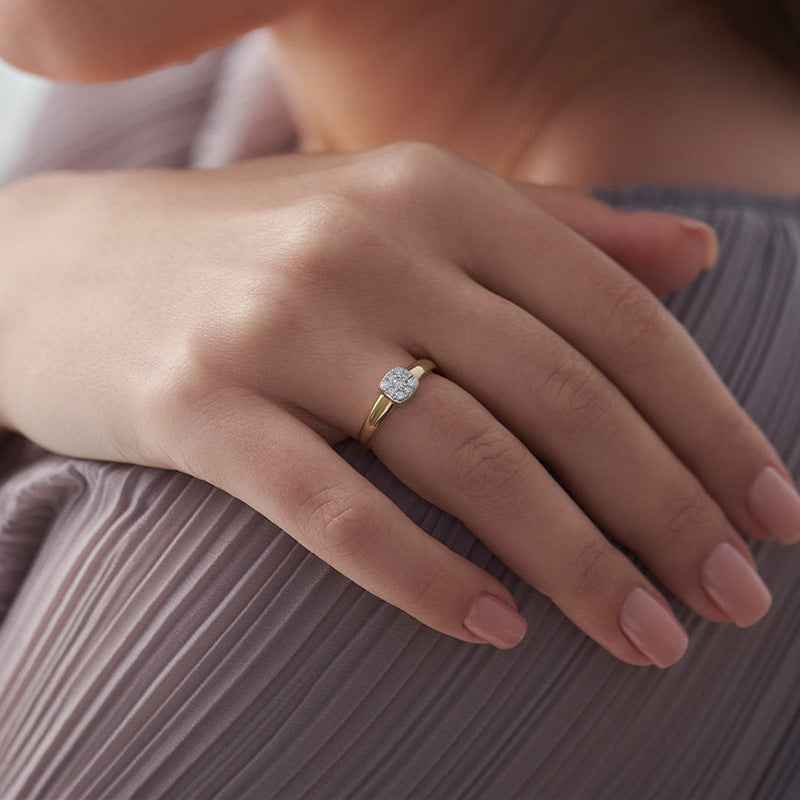 “Modern Frame” 925 Sterling Silver Square Pavé Stud Earrings & Adjustable Ring Set