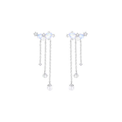 “Aurora Shell” S925 Sterling Silver Opalescent Shell Jewelry Set (Necklace, Earrings & Ring)