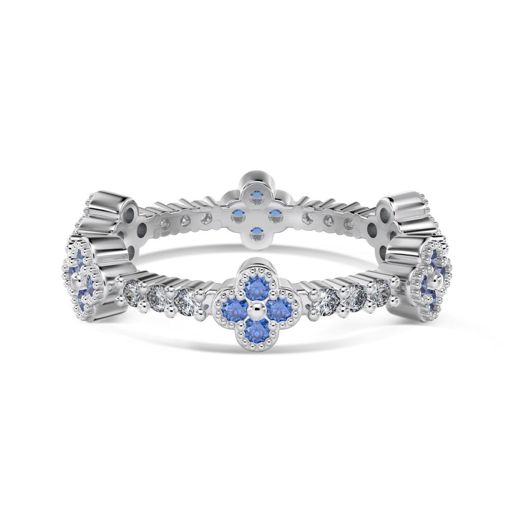 “Clover Éclat” S925 Sterling Silver Zircon Clover Ring