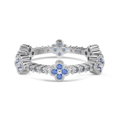 “Clover Éclat” S925 Sterling Silver Zircon Clover Ring