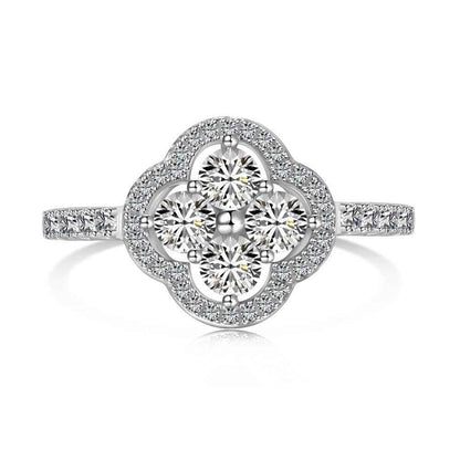 “Everluck Petal” 925 Sterling Silver Four-Petal Zircon Jewelry Set