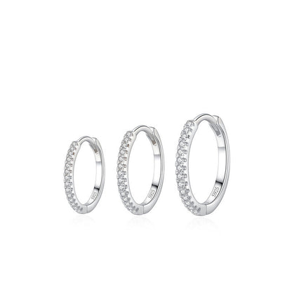 “Lumière Line” 925 Sterling Silver Pavé Huggie Hoop Earrings
