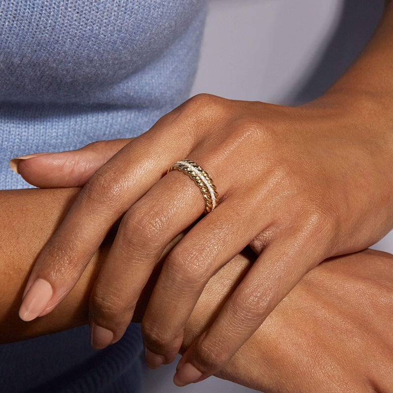 "Golden Harvest" 925 Sterling Silver Wheat-Twist Adjustable Ring