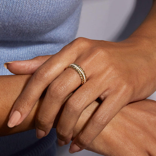 "Golden Harvest" 925 Sterling Silver Wheat-Twist Adjustable Ring