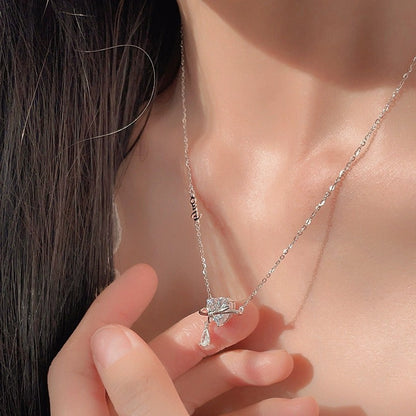 "Only You" 925 Sterling Silver Heart & Bow Necklace