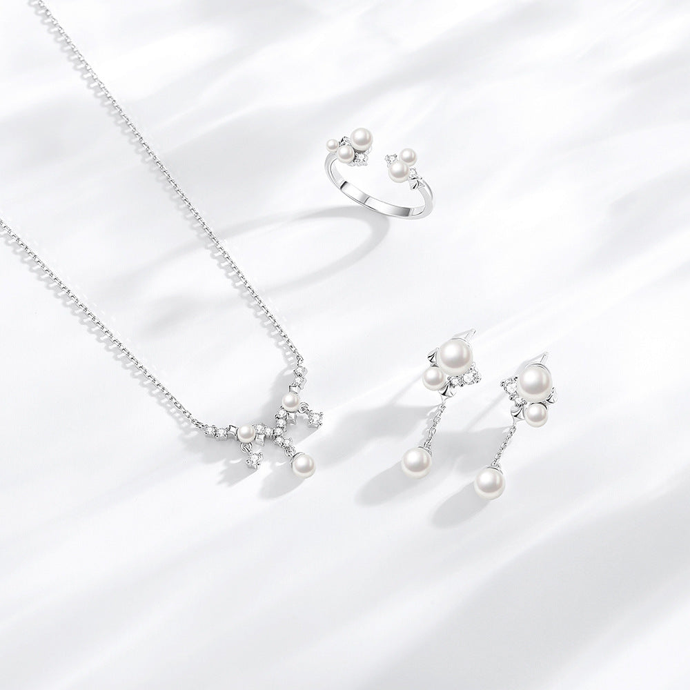 “Starlace Pearl” S925 Sterling Silver Jewelry Set
