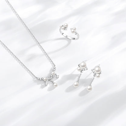 “Starlace Pearl” S925 Sterling Silver Jewelry Set